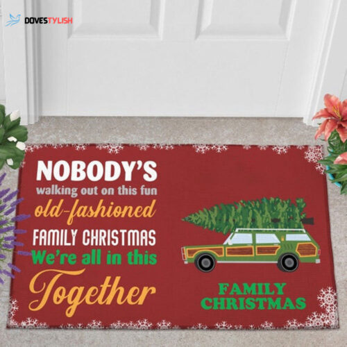 Christmas Green Truck Vacation Funny Christmas Doormat Welcome Mat Housewarming Home Decor Funny Doormat Gift Idea