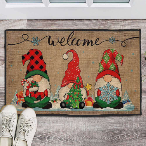 Christmas Santa Gnomes Snowflakes Outdoor Indoor Doormat