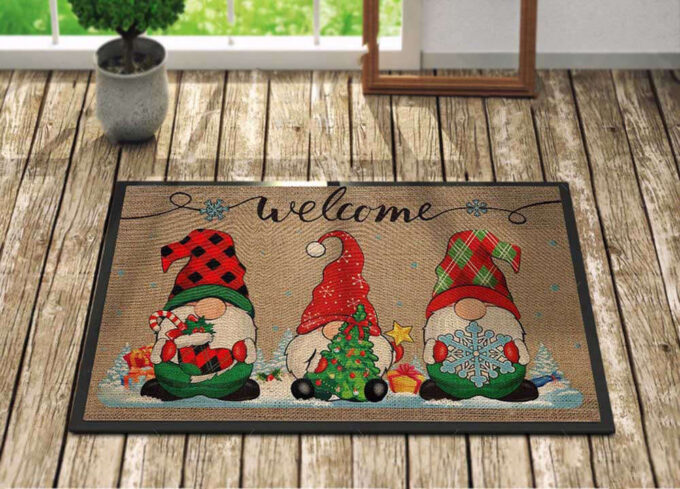 Christmas Santa Gnomes Snowflakes Outdoor Indoor Doormat