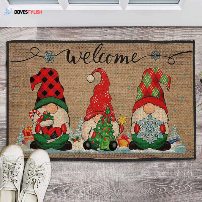 Christmas Santa Gnomes Snowflakes Outdoor Indoor Doormat