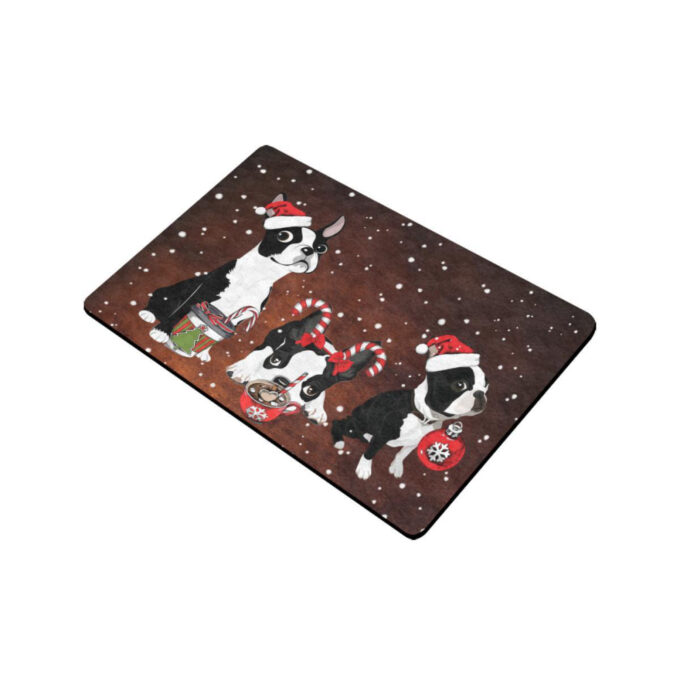 Christmas Wiaccessories of Boston Terrier Rubber Doormat Gift For Boston Terrier Dog lovers Gift For Friend Family Home Decor Warm House Gift Welcome Mat