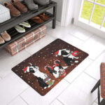 Christmas Wiaccessories of Boston Terrier Rubber Doormat Gift For Boston Terrier Dog lovers Gift For Friend Family Home Decor Warm House Gift Welcome Mat