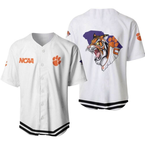 Clemson Tigers Classic White With Mascot Gift For Clemson Tigers Fans Baseball Jersey