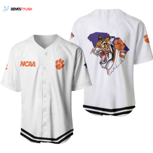 Clemson Tigers Classic White With Mascot Gift For Clemson Tigers Fans Baseball Jersey