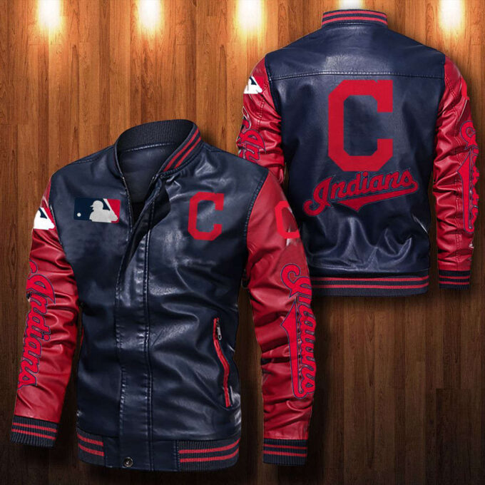 Cleveland Indians Leather Bomber Jacket