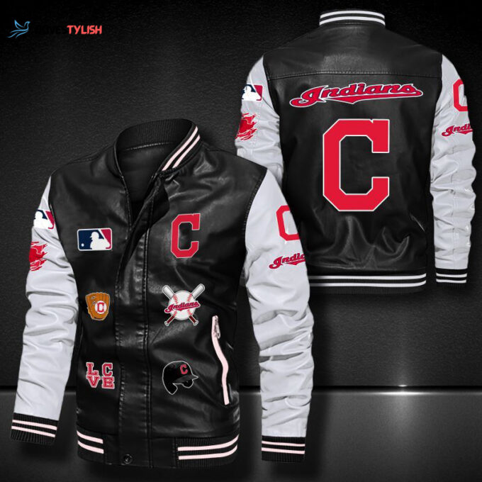 Cleveland Indians Leather Bomber Jacket