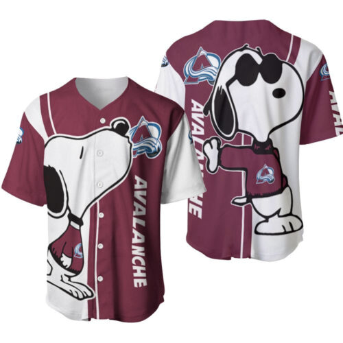 Colorado Avalanche Snoopy Lover Printed Baseball Jersey Gift for Men Dad