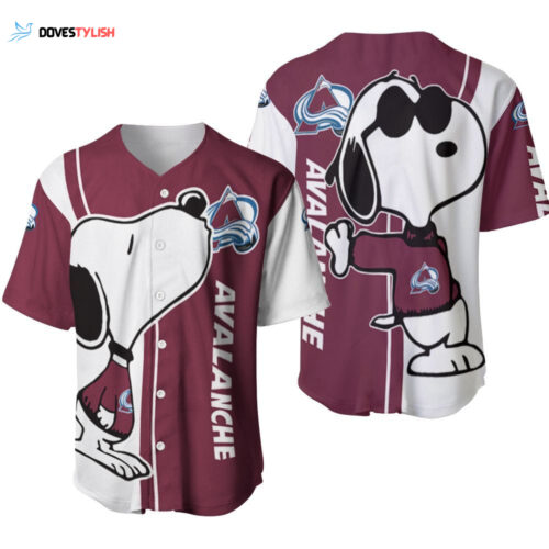 Colorado Avalanche Snoopy Lover Printed Baseball Jersey Gift for Men Dad