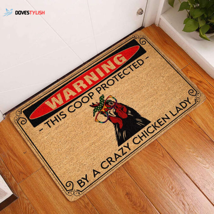 Crazy Chicken Lady All Over Printing Doormat