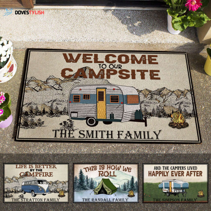 Crew Doormat Welcome To Our Campsite – Personalized Doormat – Camping