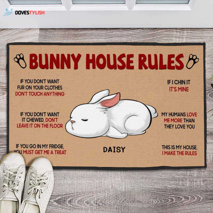Customized Bunny House Rules Rabbits PersonalizedHome Sweet Doormat