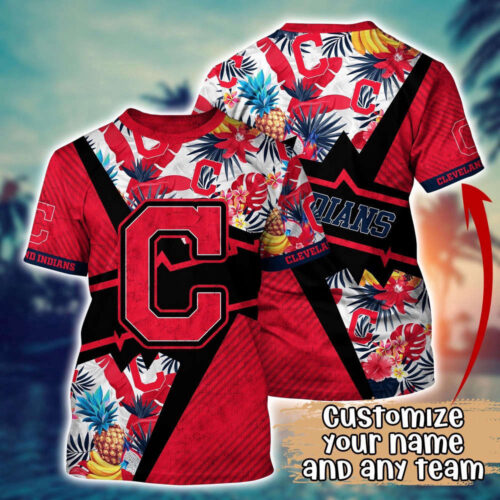 Customized MLB Cleveland Indians 3D T-Shirt Aloha Vibes For Sports Enthusiasts