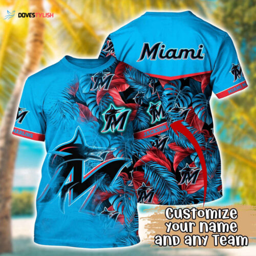 Customized MLB Miami Marlins 3D T-Shirt Aloha Vibes For Sports Enthusiasts