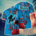 Customized MLB Miami Marlins 3D T-Shirt Tropic MLB Style For Sports Enthusiasts