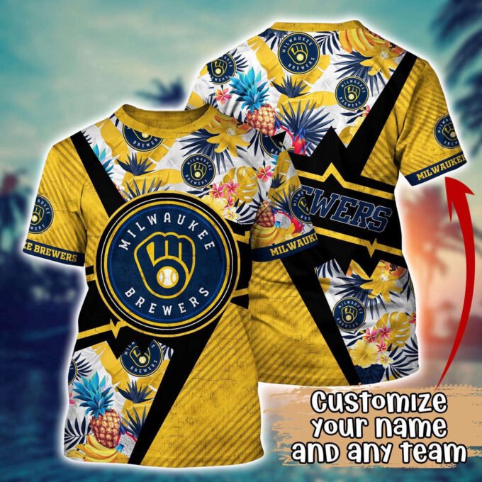 Customized MLB Milwaukee Brewers 3D T-Shirt Aloha Vibes For Sports Enthusiasts