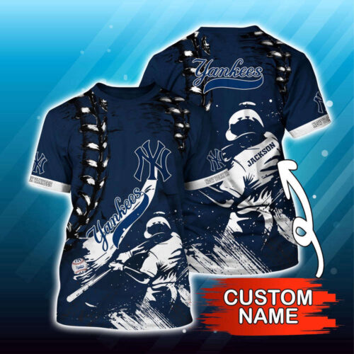 Customized MLB NewYork Yankees 3D T-Shirt Sunset Slam Chic For Sports Enthusiasts