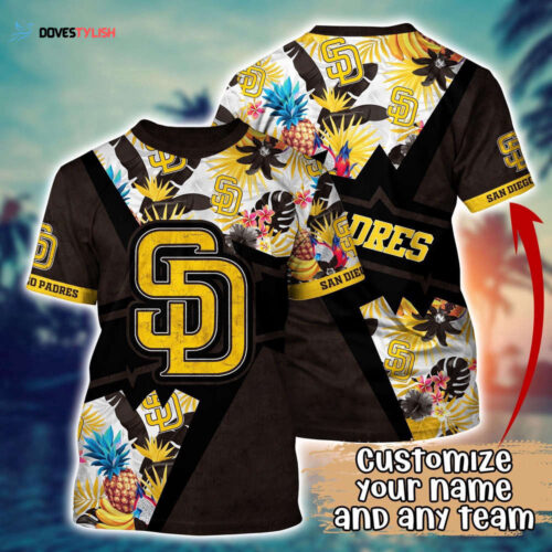 Customized MLB San Diego Padres 3D T-Shirt Aloha Vibes For Sports Enthusiasts