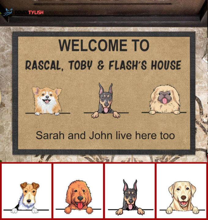 Cute Dog Welcome To Dog’s House Custom Doormat Gift For Dog Lovers