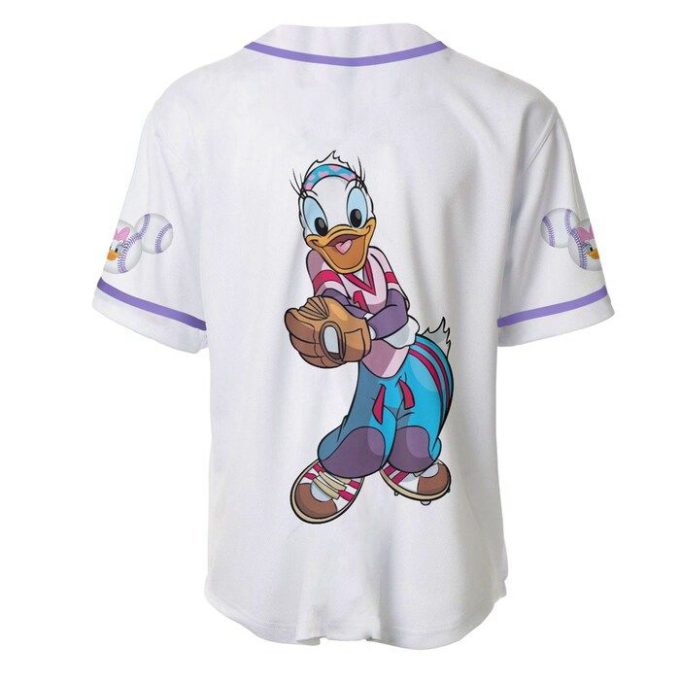 Daisy Duck Purple White Disney Unisex Cartoon Graphic Casual Outfits Custom Baseball Jersey Gift for Men Dad
