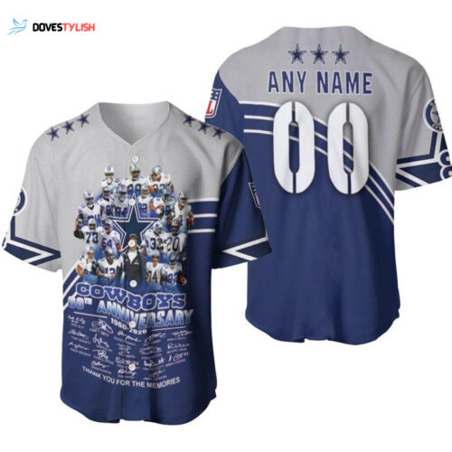 Dallas Cowboys 60th Anniversary Thank You For The Memories Legends Signed Designed Allover Gift With Custom Name Number For Cowboys Fans Baseball Jersey