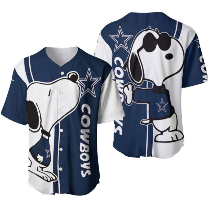Dallas Cowboys Snoopy Lover Printed Baseball Jersey