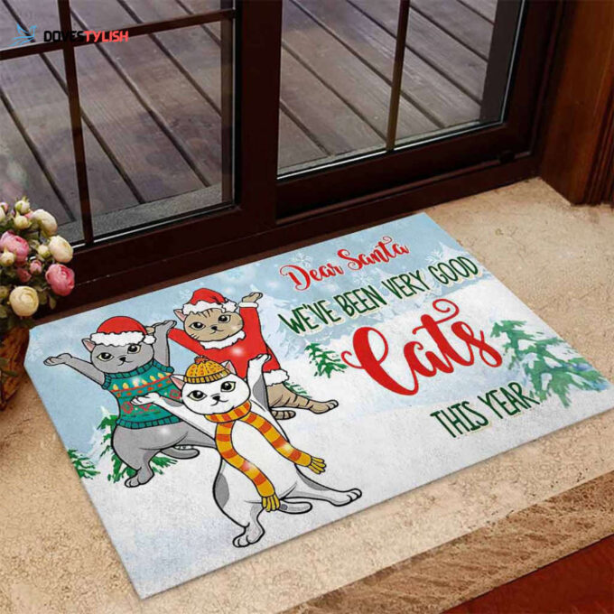 Dear Santa Cat Easy Clean Welcome DoorMat