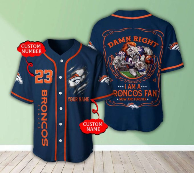 Denver Broncos Personalized Baseball Jersey