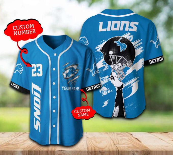 Detroit Lions Baseball Jersey Personalized