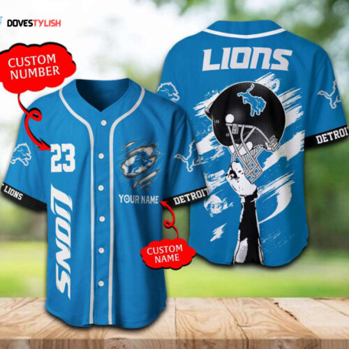 Detroit Lions Baseball Jersey Personalized