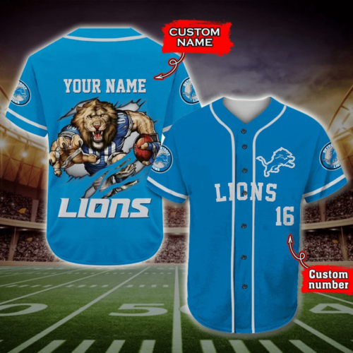 Detroit Lions Personalized Baseball Jersey