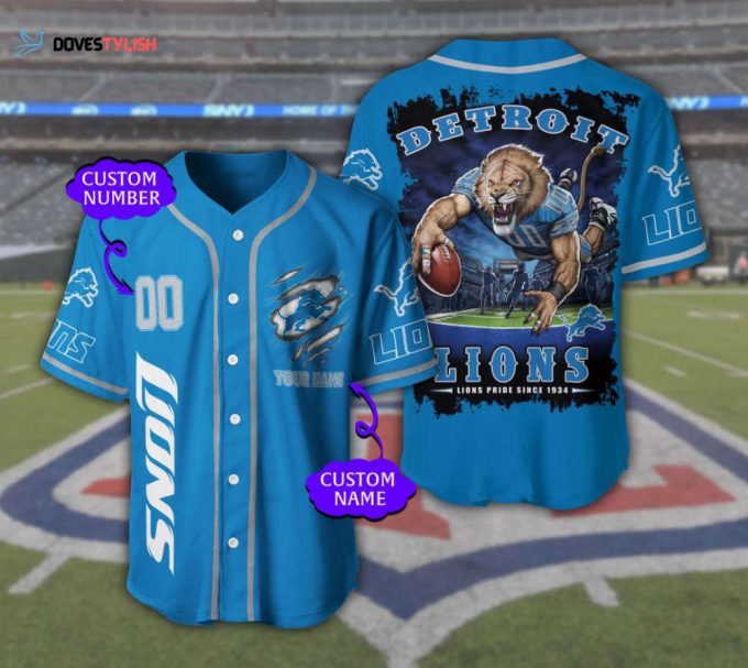 Detroit Lions Personalized Baseball Jersey