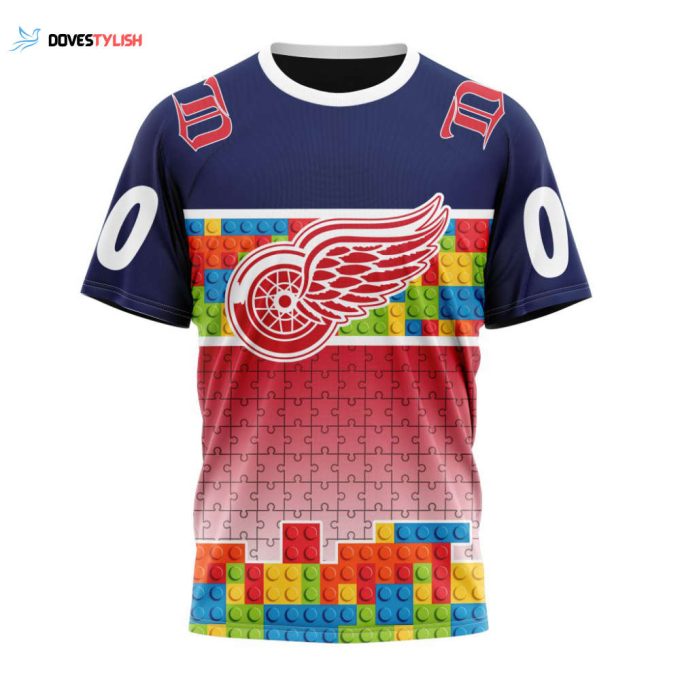 Detroit Red Wings Autism Awareness Design Unisex T-Shirt For Fans Gifts 2024
