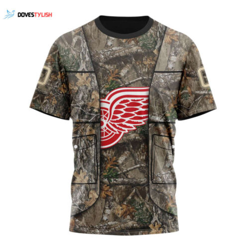 Detroit Red Wings Vest Kits With Realtree Camo Unisex T-Shirt For Fans Gifts 2024