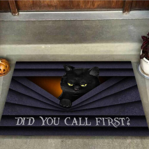 Did You Call First Black Cat Easy Clean Welcome DoorMat