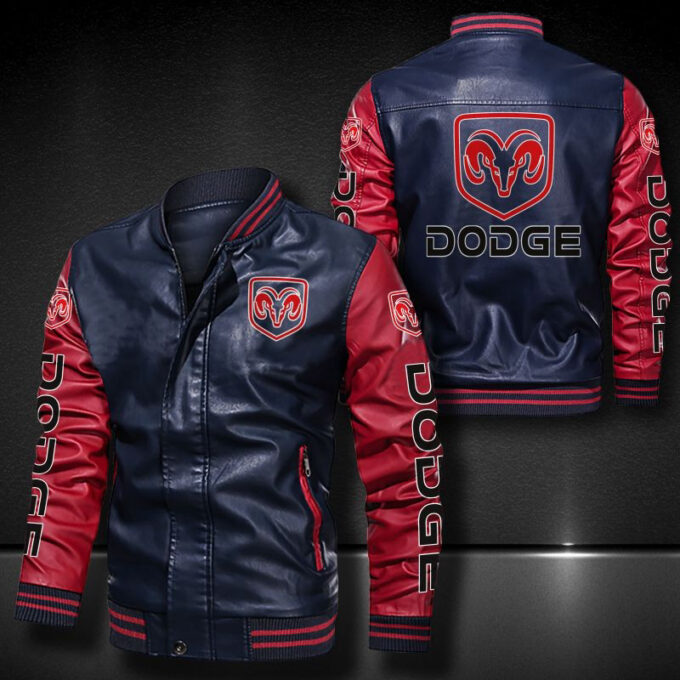 Dodge Leather Bomber Jacket