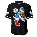 Donald Duck Blue Black Cute Disney Unisex Cartoon Graphic Casual Outfits Custom Baseball Jersey Gift for Men Dad