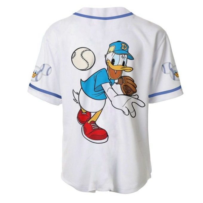 Donald Duck Blue White Disney Unisex Cartoon Graphic Casual Outfits Custom Baseball Jersey Gift for Men Dad