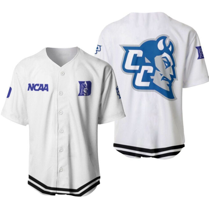 Duke Blue Devils Classic White With Mascot Gift For Duke Blue Devils Fans Baseball Jersey