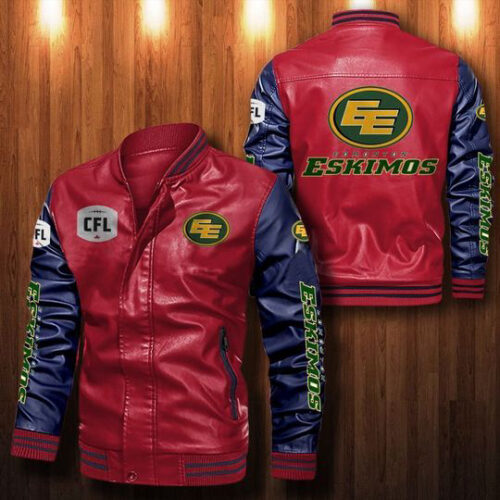 Edmonton Elks Leather Bomber Jacket