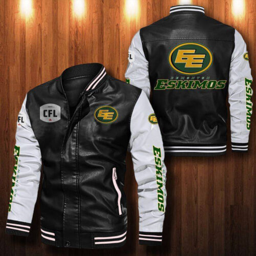 Edmonton Eskimos Leather Bomber Jacket