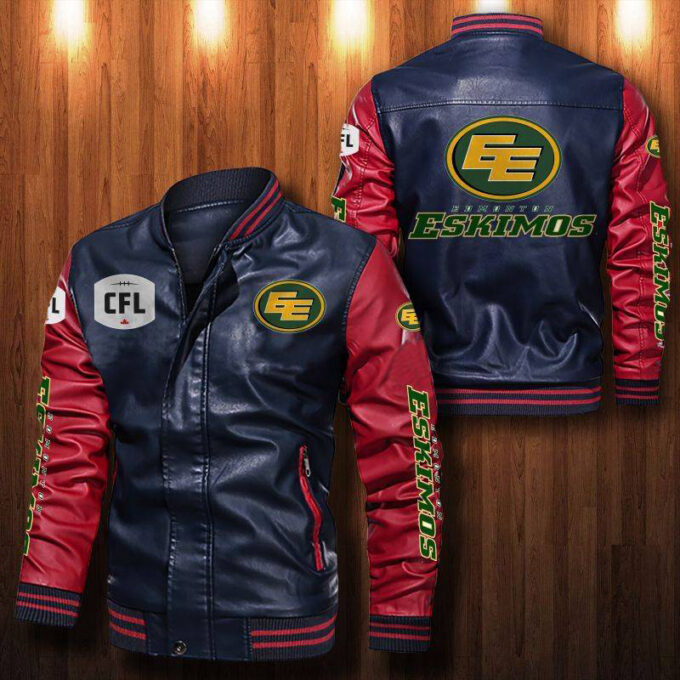 Edmonton Eskimos Leather Bomber Jacket