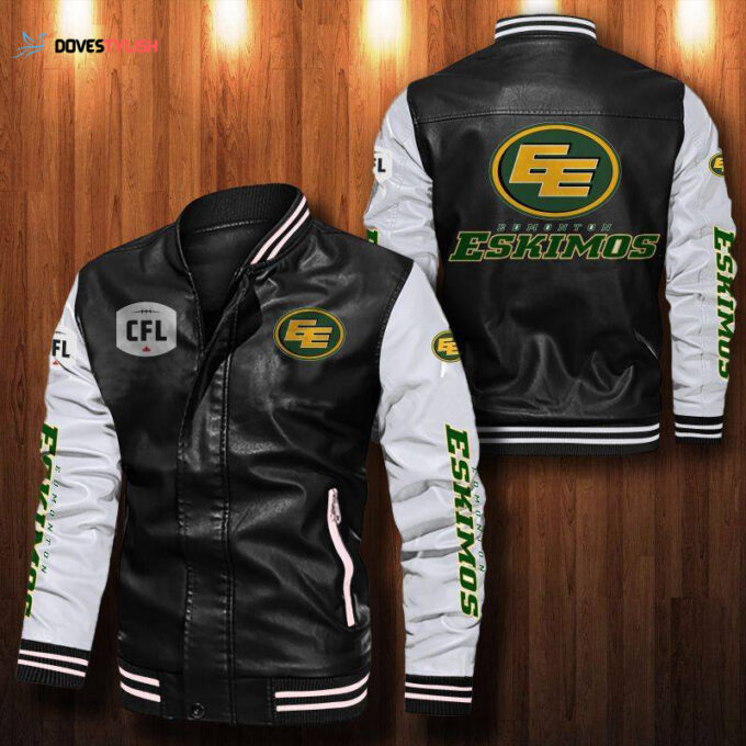 Edmonton Eskimos Leather Bomber Jacket