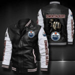 Edmonton Oilers Leather Bomber Jacket