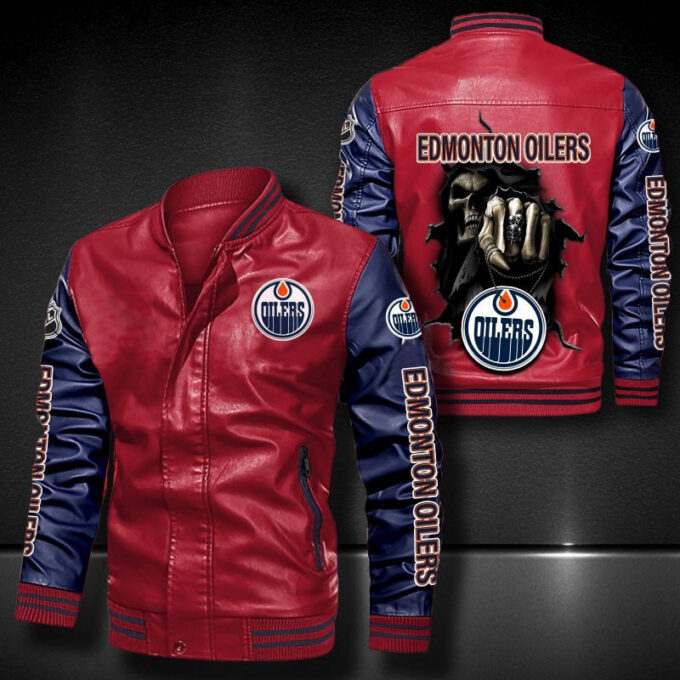 Edmonton Oilers Leather Bomber Jacket