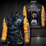 Edmonton Oilers Leather Bomber Jacket