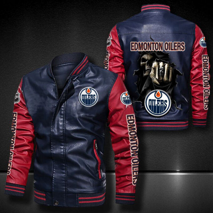 Edmonton Oilers Leather Bomber Jacket