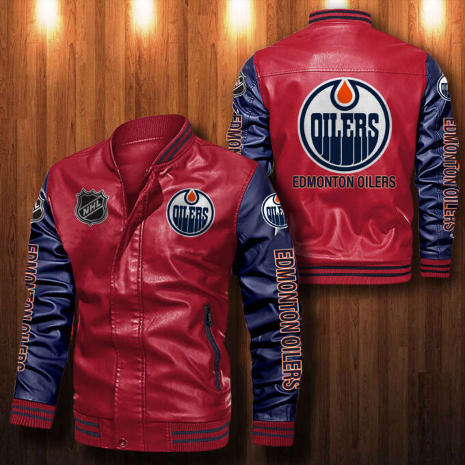 Edmonton Oilers Leather Bomber Jacket