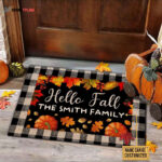 Fall Hello Fall Custom Doormat, Autumn Decoration Outdoor, Fall Doormat, Fall Porch Decor