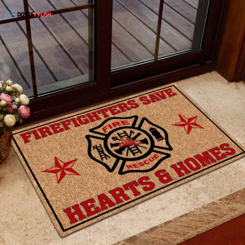 Firefighters Save Hearts And Homes Easy Clean Welcome DoorMat