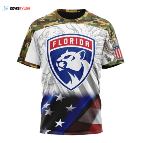 Florida Panthers With Our America Eagle Flag Unisex T-Shirt For Fans Gifts 2024